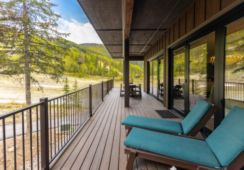 Alpine Trail Chalet's private deck with folding patio doors. The unit also sleeps 6 guests in this stunning 3 bedroom, 3.5 bath first-class slopeside condo located on Whitefish Mountain. Book at Whitefish Glacier Vacations when you’re ready to pick a great place to stay in Montana.