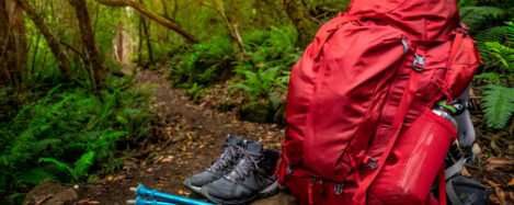 Backpacks, hiking poles and bear spray. Stay with us at a Whitefish Glacier Vacation property