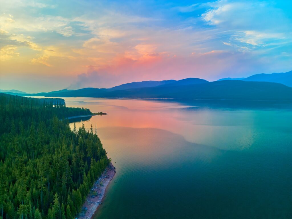 Hungry Horse Reservoir is a Hidden Gem near Glacier National Park. Hiking, boating, fish and swimming